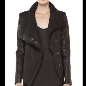 Helmut Lang Flap Collar Leather/Wool Jacket